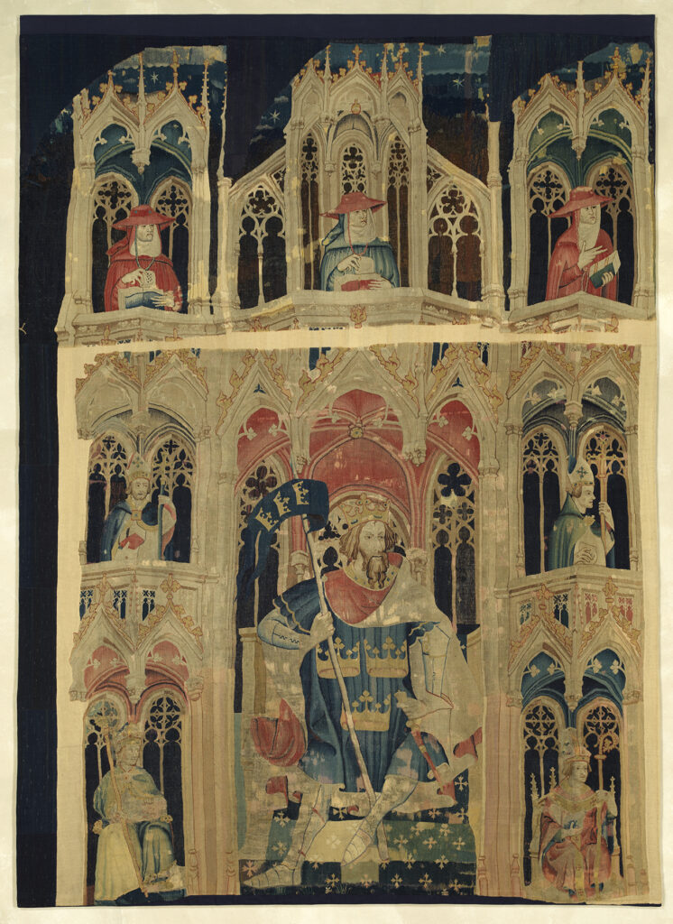 This image depicts one of the tapestries from the Heroes Tapestries series. It is included as an example of the imagery found in many medieval tapestries.