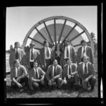 NAU Chain Gang in front of the logging wheels in 1970.